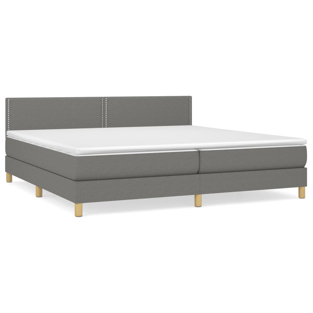 Sommier à lattes de lit avec matelas Gris foncé 200x200cm Tissu - XIOS