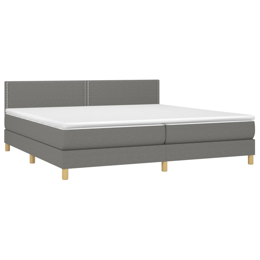 Sommier à lattes de lit avec matelas Gris foncé 200x200cm Tissu - XIOS