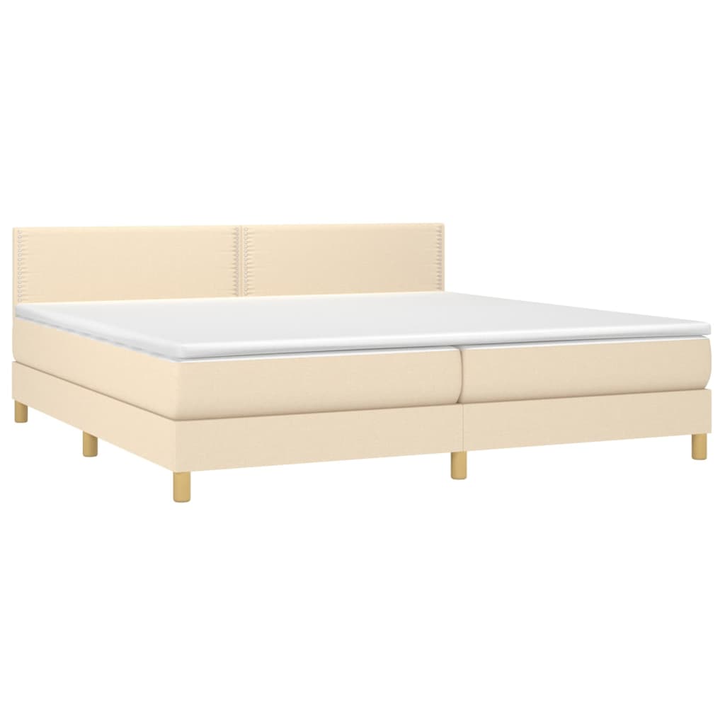 Sommier à lattes de lit avec matelas Crème 200x200 cm Tissu - XIOS