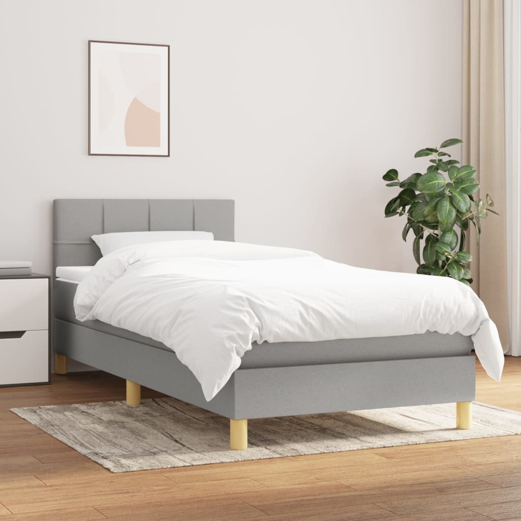 Sommier à lattes de lit et matelas Gris clair 90x190 cm Tissu - XIOS