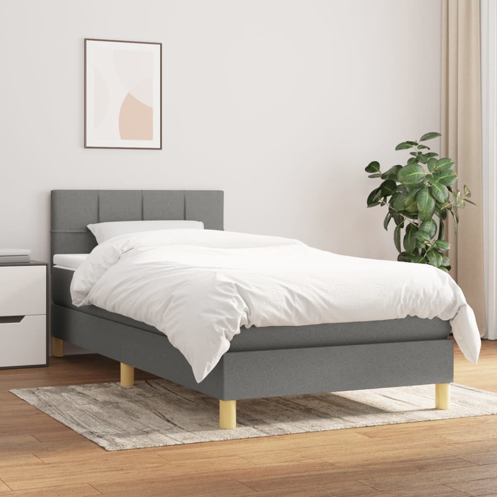 Sommier à lattes de lit et matelas Gris foncé 90x190 cm Tissu - XIOS