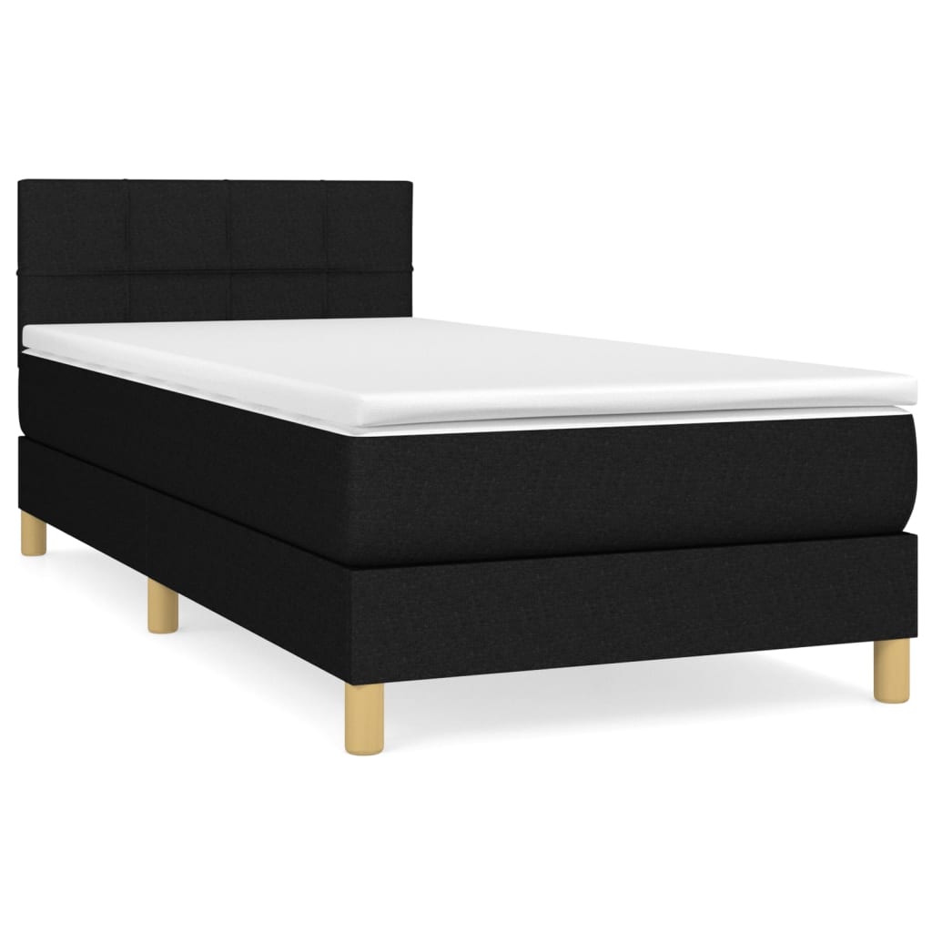 Sommier à lattes de lit avec matelas Noir 90x190 cm Tissu - XIOS