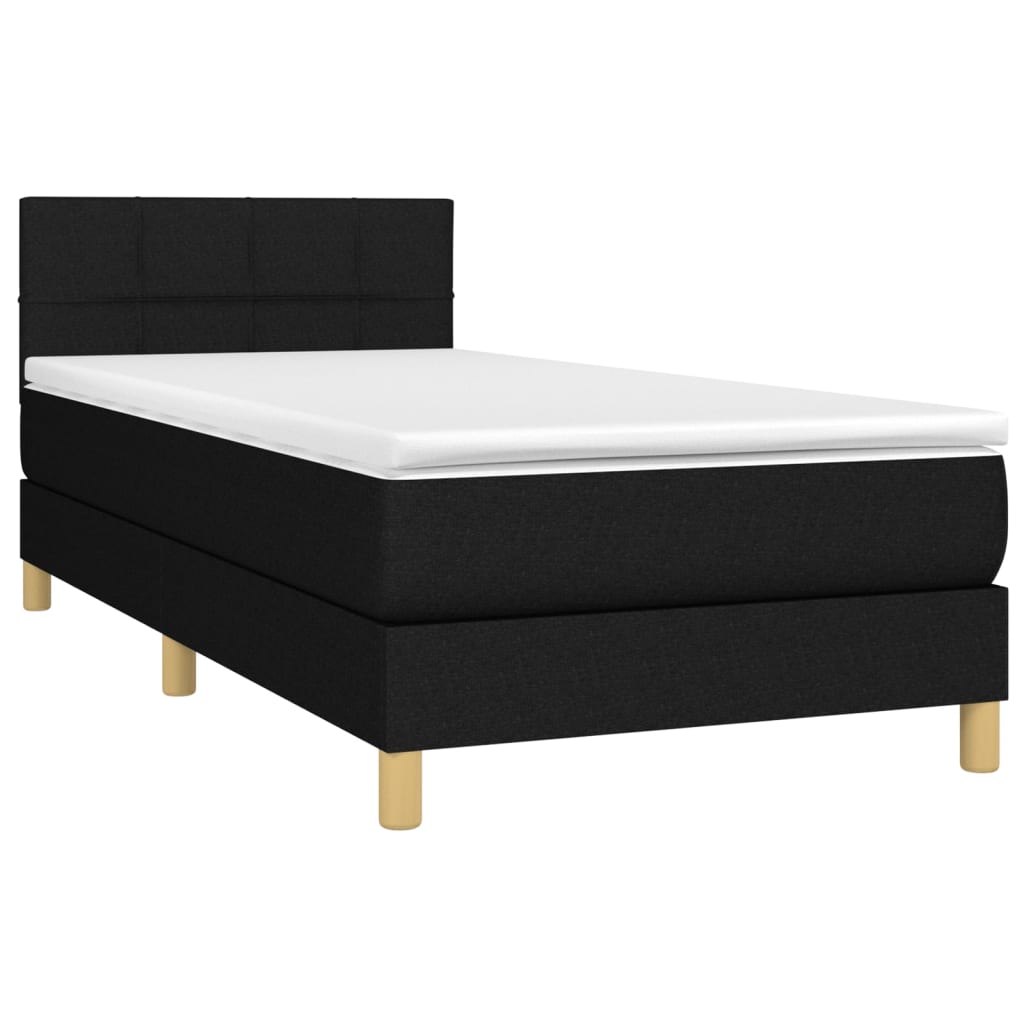 Sommier à lattes de lit avec matelas Noir 90x200 cm Tissu - XIOS