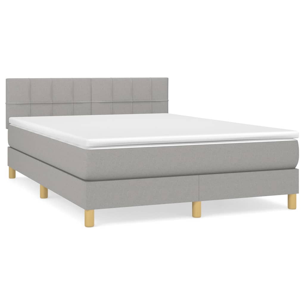 Sommier à lattes de lit avec matelas Gris clair 140x190cm Tissu
