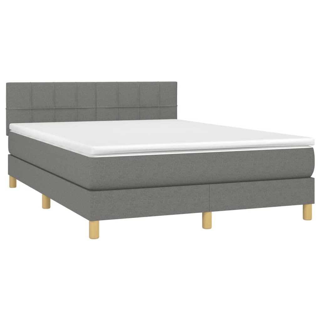 Sommier à lattes de lit avec matelas Gris foncé 140x190cm Tissu - XIOS