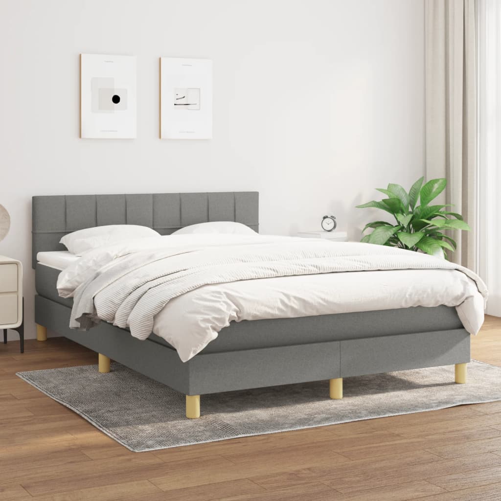 Sommier à lattes de lit avec matelas Gris foncé 140x200cm Tissu - XIOS