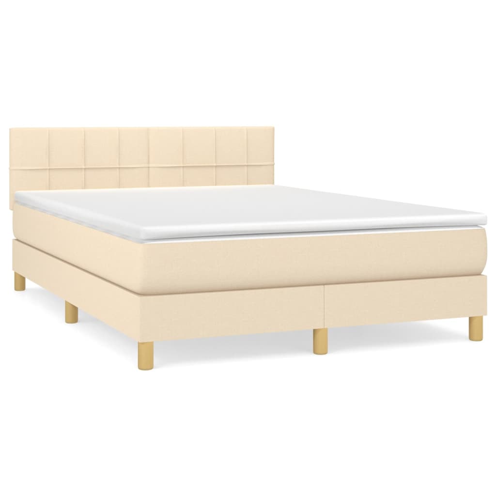 Sommier à lattes de lit avec matelas Crème 140x200 cm Tissu - XIOS