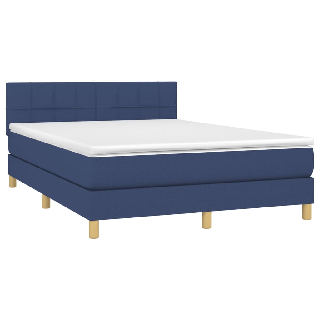 Sommier à lattes de lit avec matelas Bleu 140x200 cm Tissu - XIOS