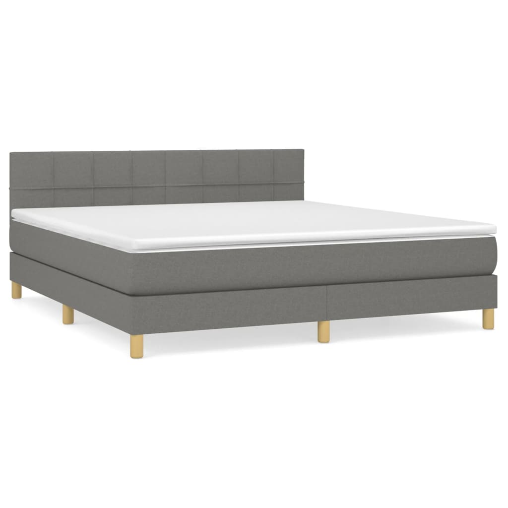 Sommier à lattes de lit avec matelas Gris foncé 160x200cm Tissu - XIOS