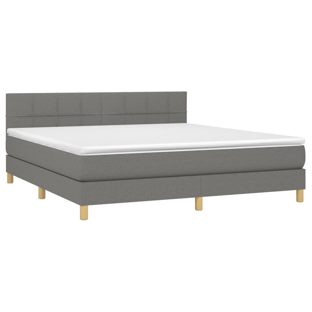 Sommier à lattes de lit avec matelas Gris foncé 160x200cm Tissu - XIOS