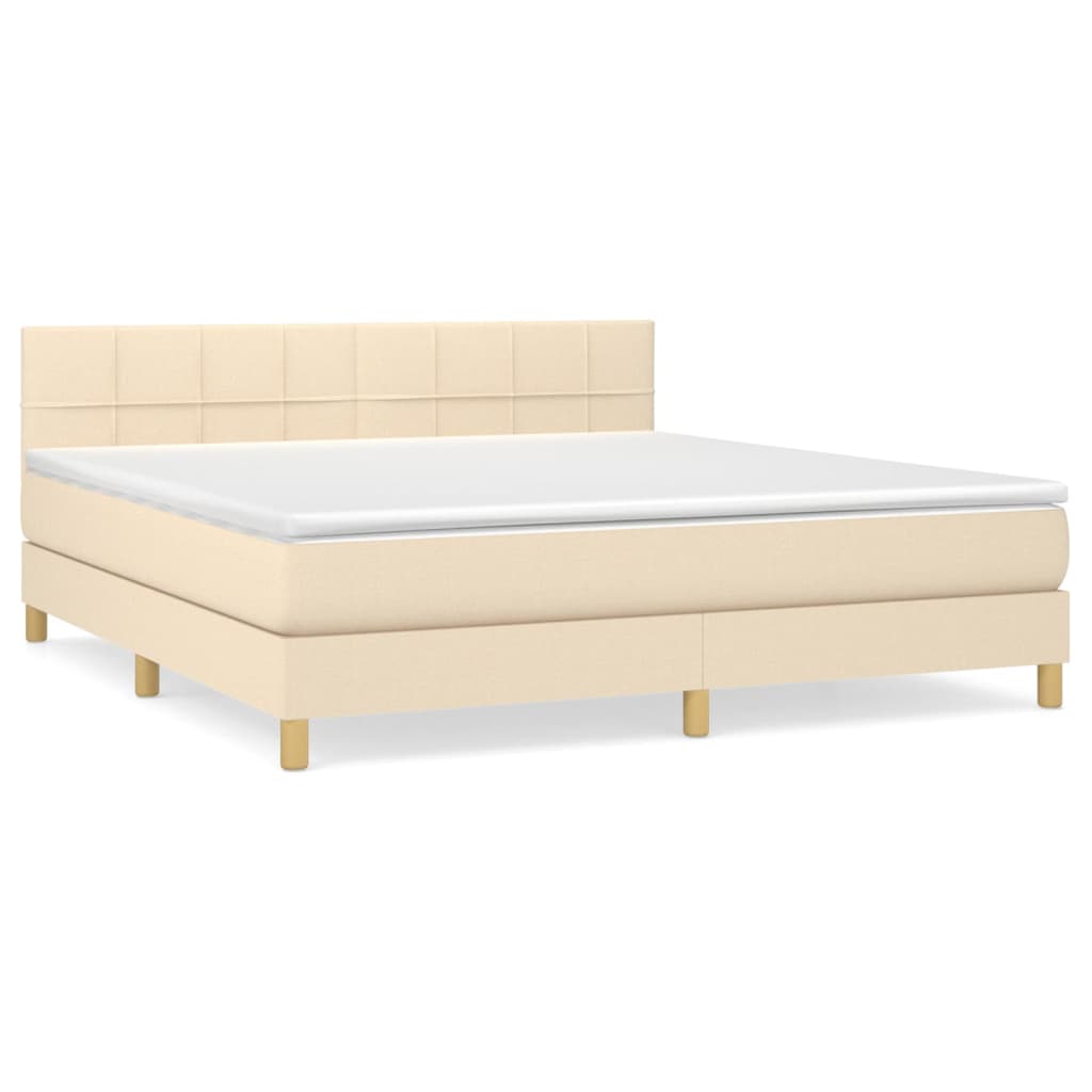 Sommier à lattes de lit avec matelas Crème 160x200 cm Tissu - XIOS