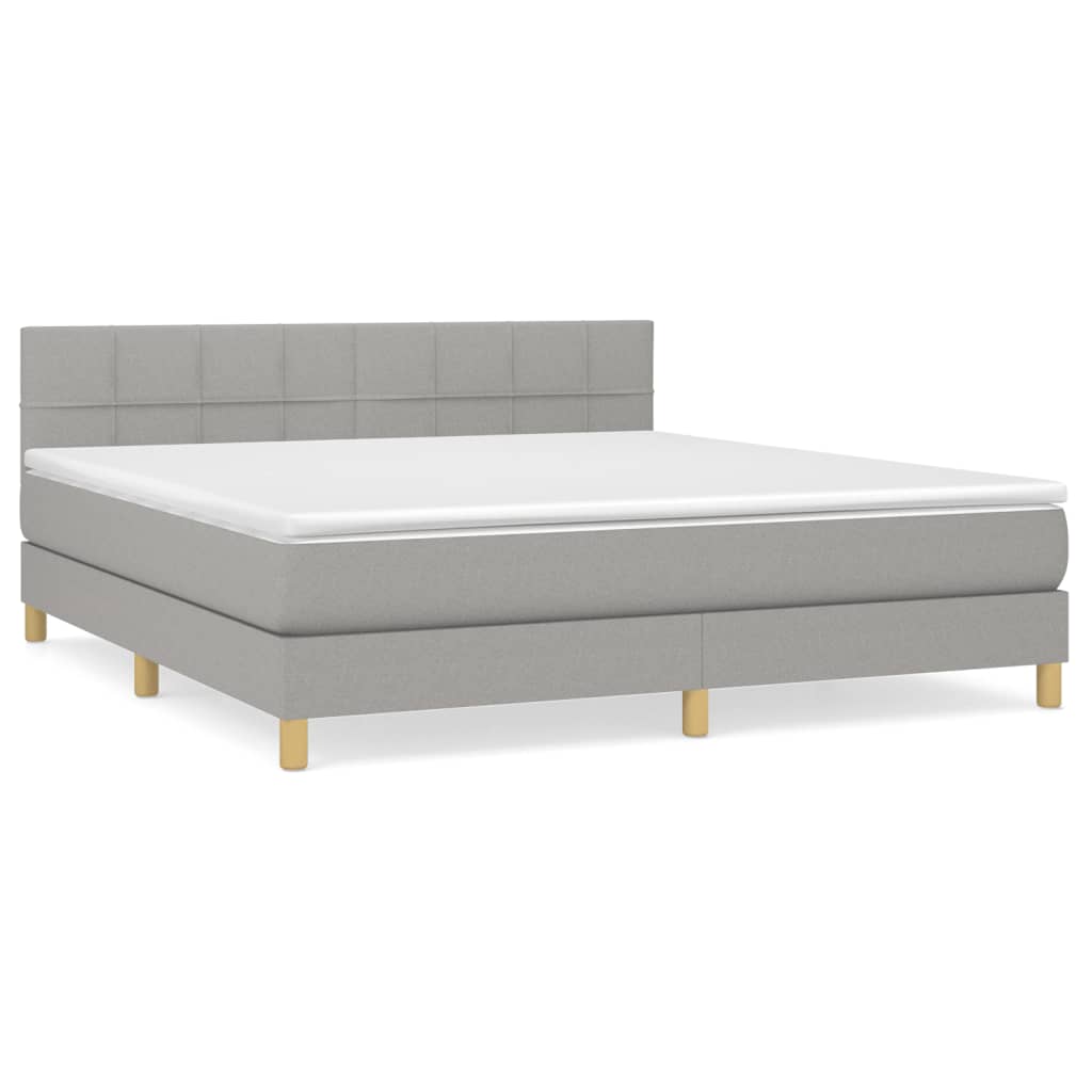 Sommier à lattes de lit avec matelas Gris clair 180x200cm Tissu