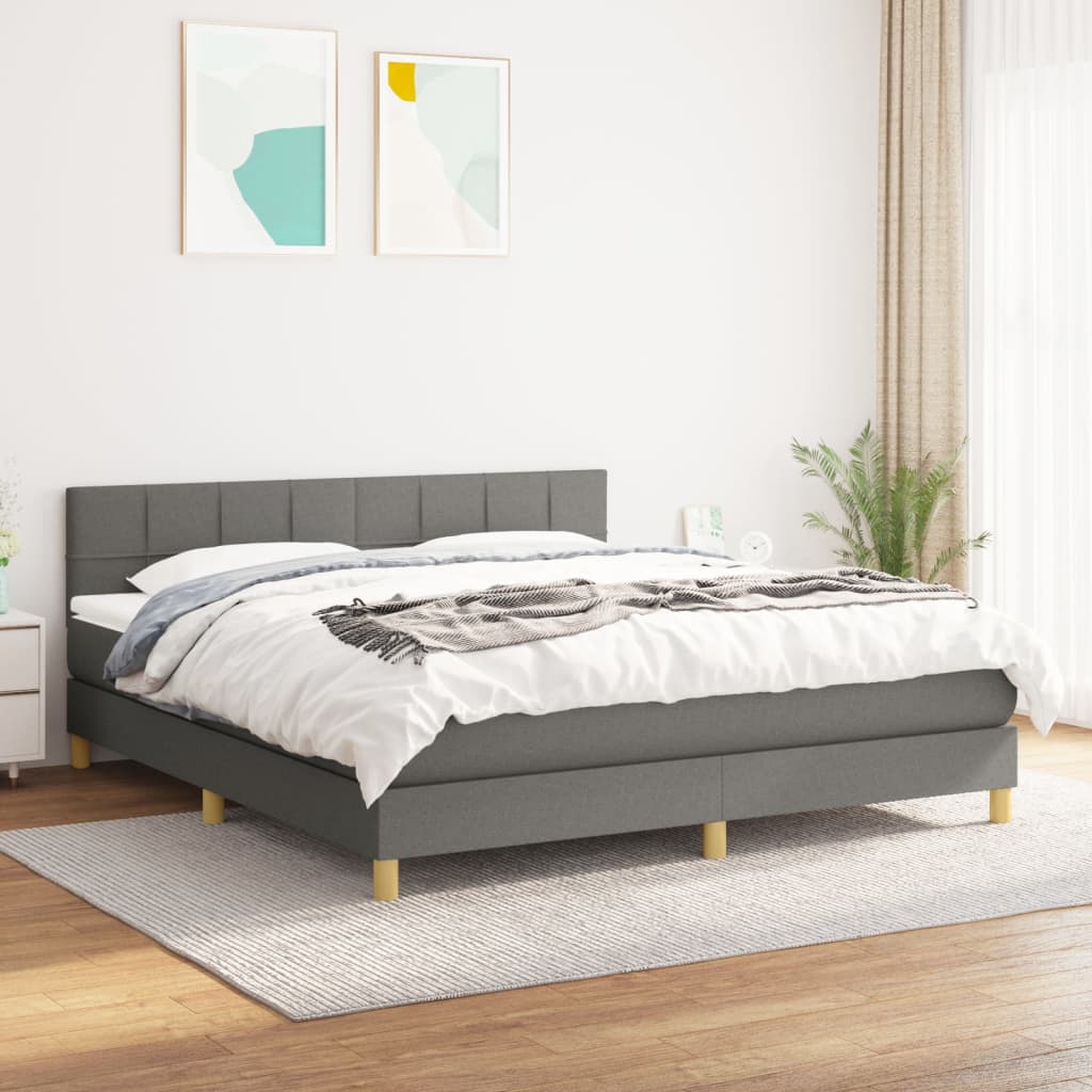 Sommier à lattes de lit avec matelas Gris foncé 180x200cm Tissu - XIOS