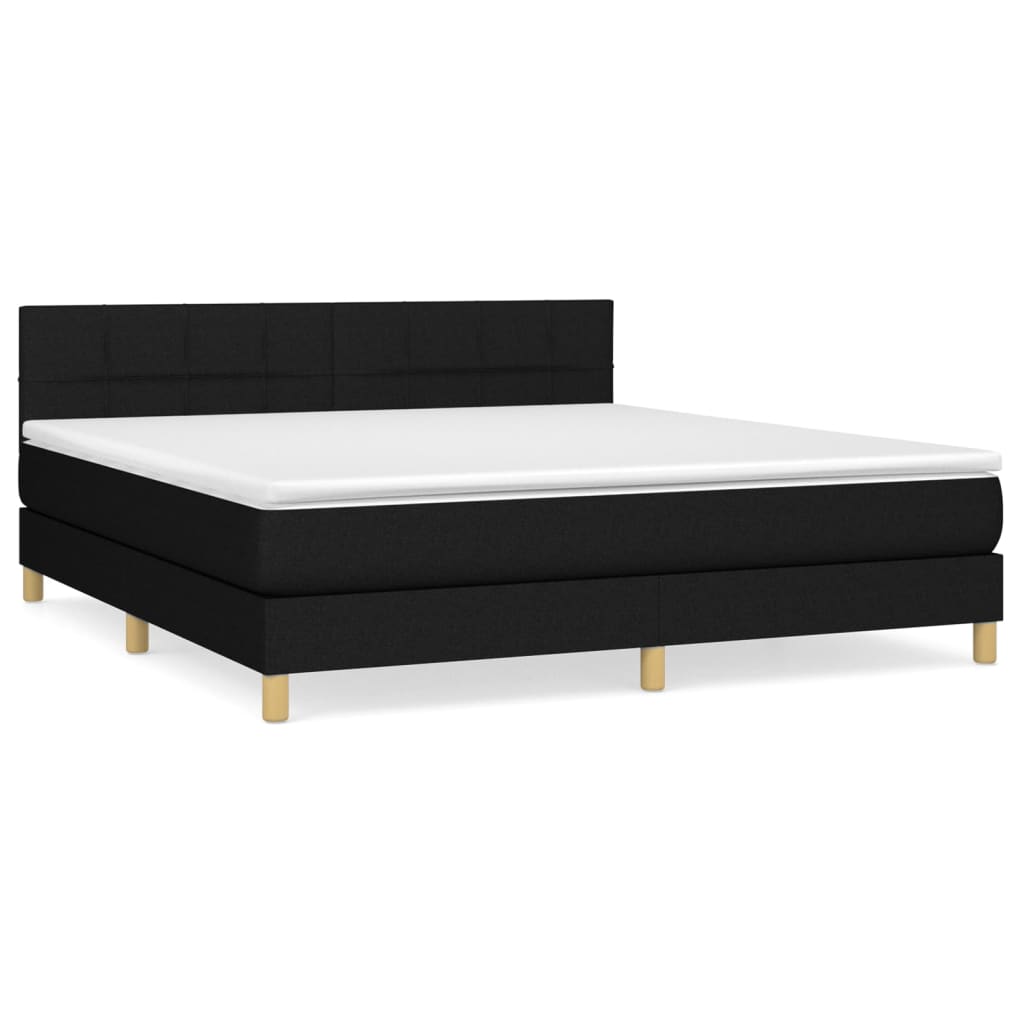 Sommier à lattes de lit avec matelas Noir 180x200 cm Tissu - XIOS