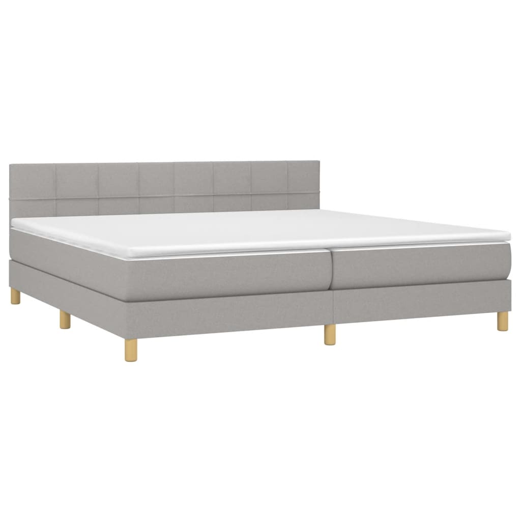 Sommier à lattes de lit avec matelas Gris clair 200x200cm Tissu - XIOS