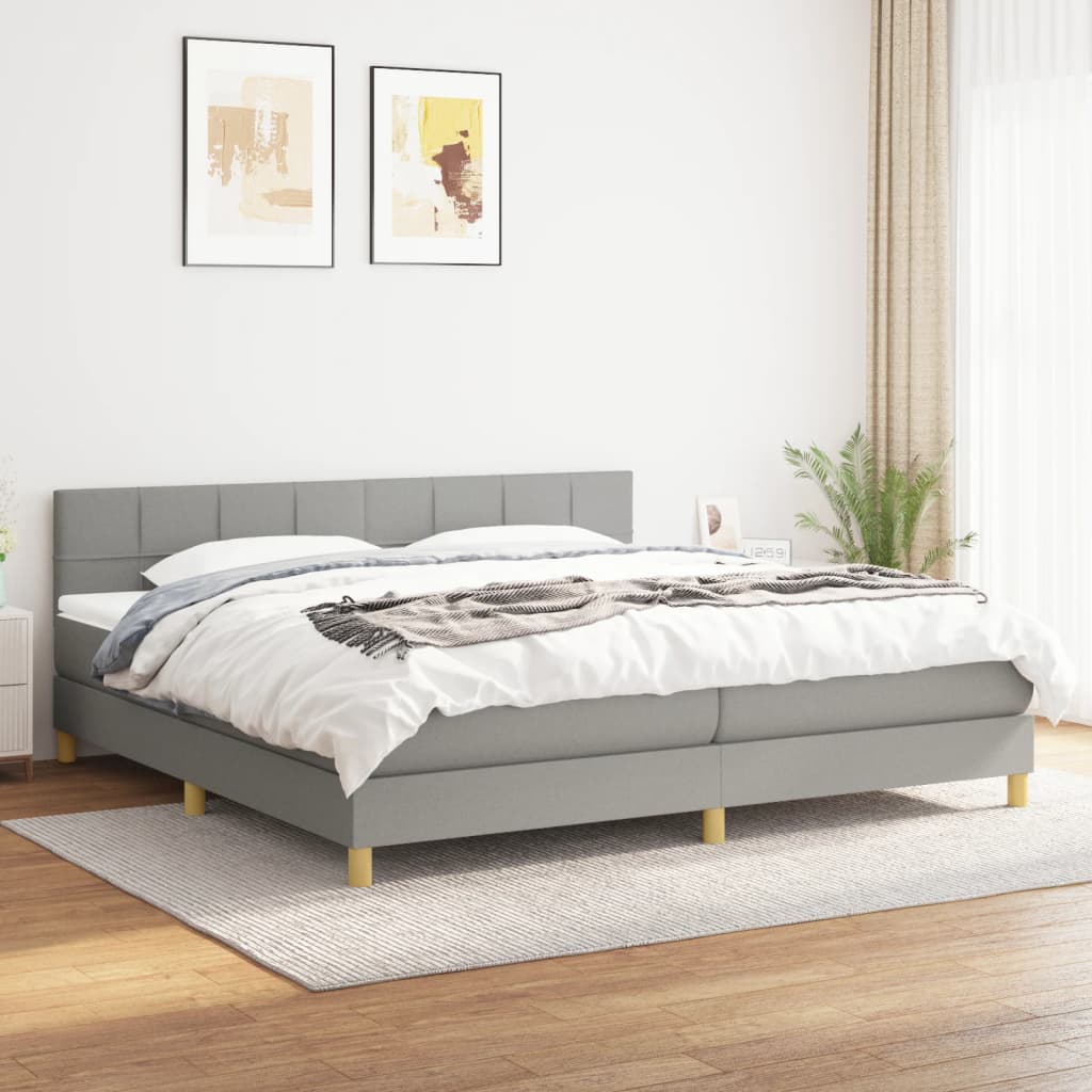 Sommier à lattes de lit avec matelas Gris clair 200x200cm Tissu - XIOS