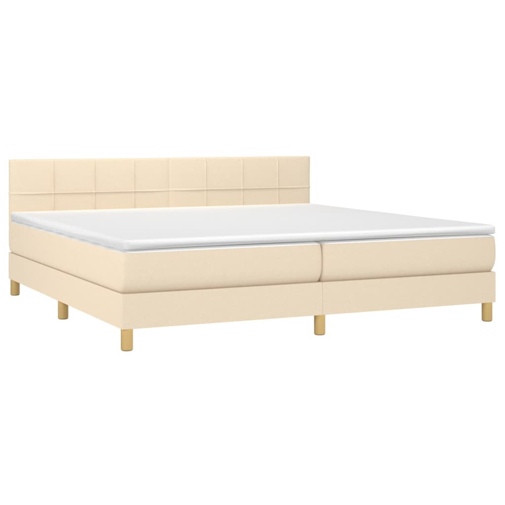 Sommier à lattes de lit avec matelas Crème 200x200 cm Tissu