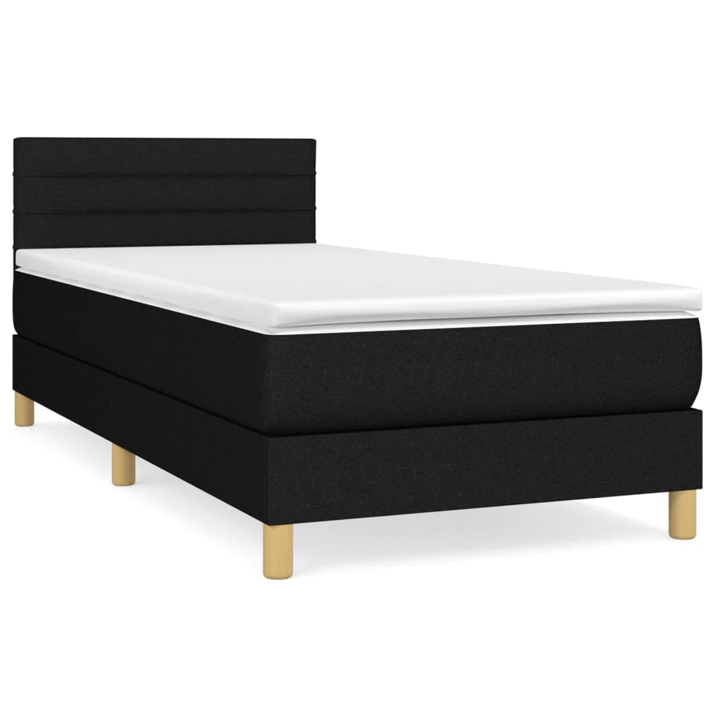 Sommier à lattes de lit avec matelas Noir 90x190 cm Tissu - XIOS