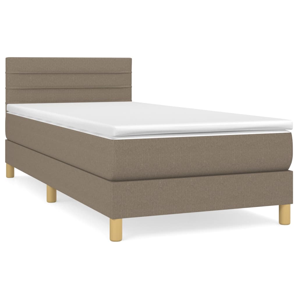 Sommier à lattes de lit avec matelas Taupe 90x190 cm Tissu - XIOS