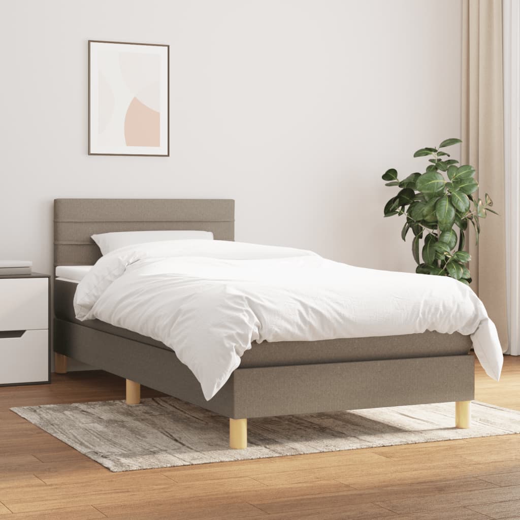Sommier à lattes de lit avec matelas Taupe 90x200 cm Tissu - XIOS