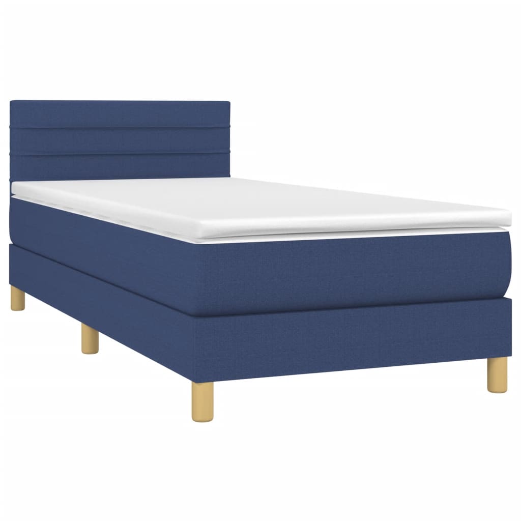 Sommier à lattes de lit avec matelas Bleu 100x200 cm Tissu - XIOS