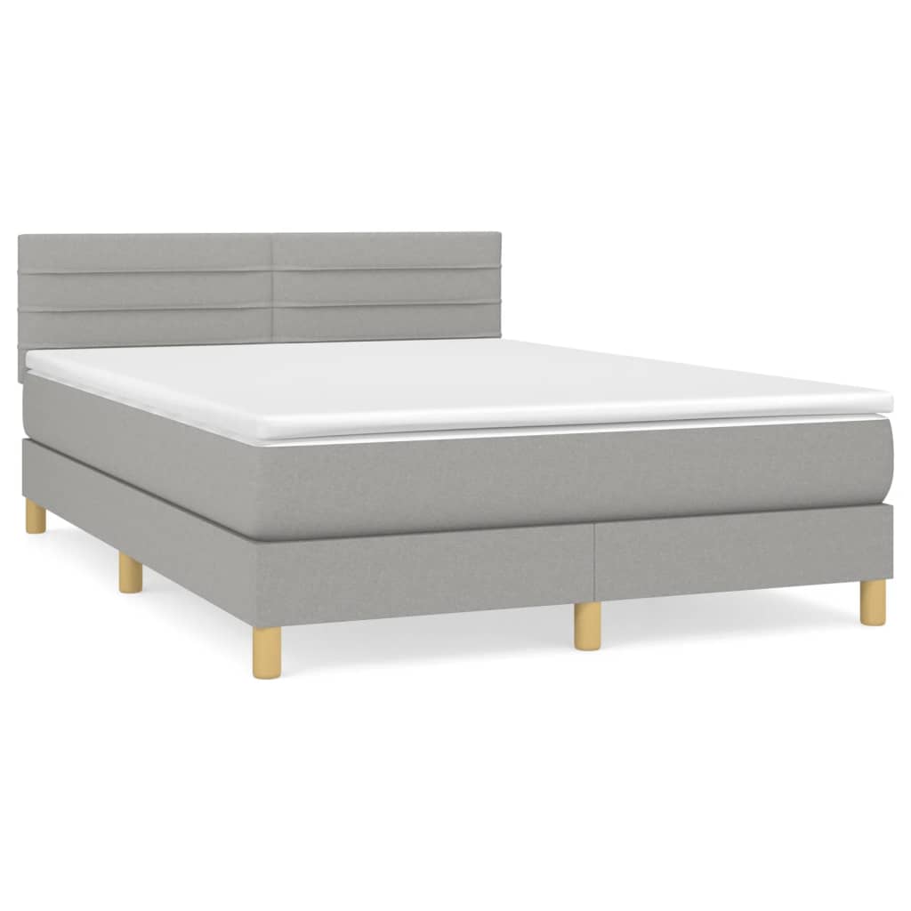 Sommier à lattes de lit avec matelas Gris clair 140x190cm Tissu - XIOS