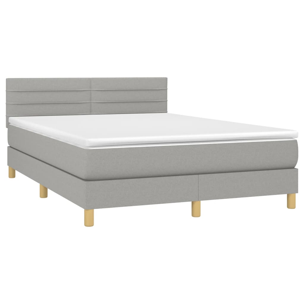 Sommier à lattes de lit avec matelas Gris clair 140x190cm Tissu - XIOS