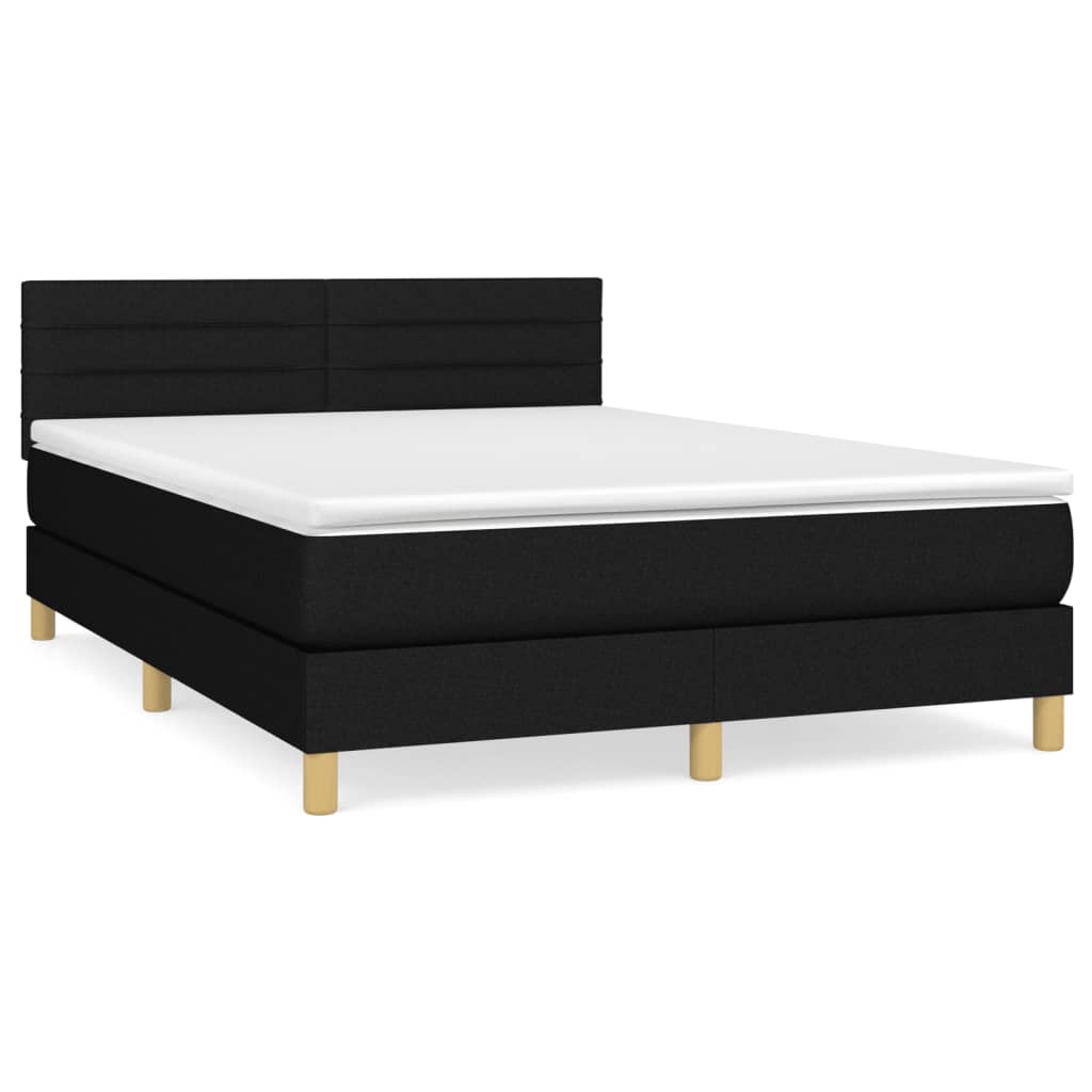 Sommier à lattes de lit avec matelas Noir 140x200 cm Tissu - XIOS