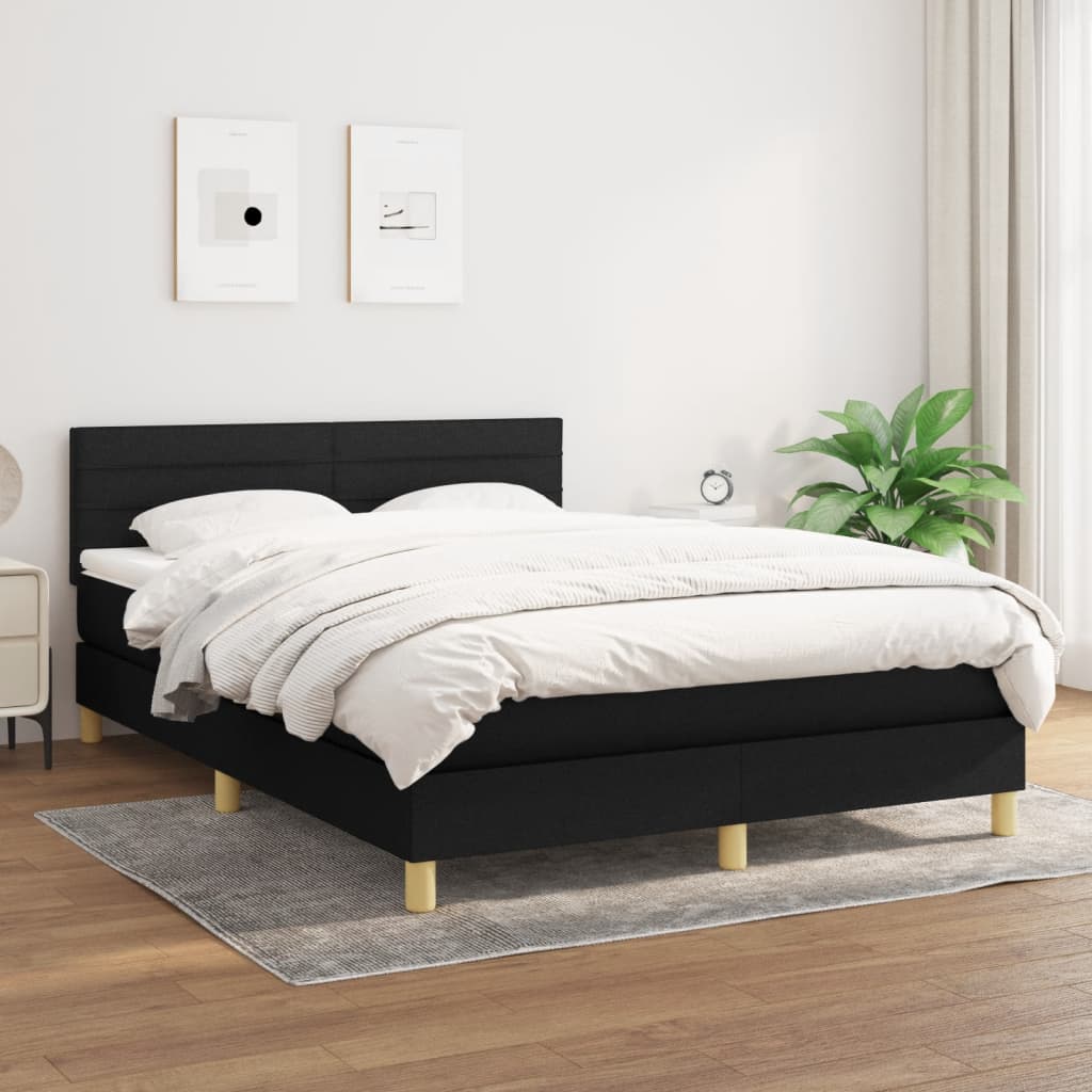 Sommier à lattes de lit avec matelas Noir 140x200 cm Tissu - XIOS