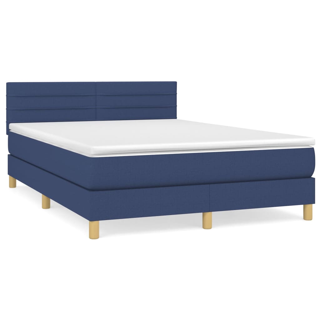Sommier à lattes de lit avec matelas Bleu 140x200 cm Tissu - XIOS