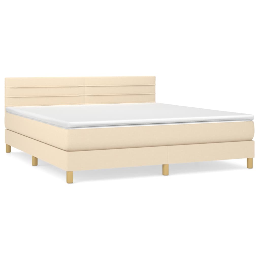 Sommier à lattes de lit avec matelas Crème 160x200 cm Tissu - XIOS