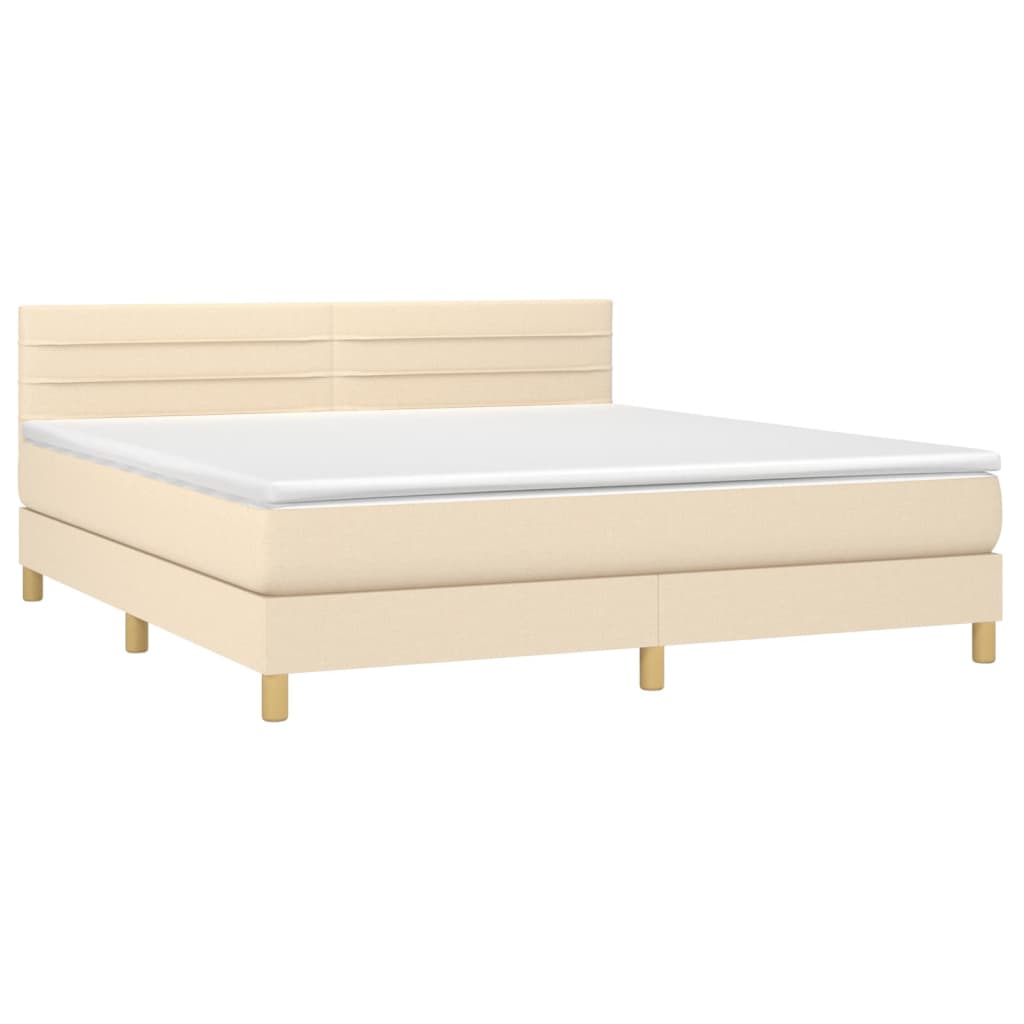 Sommier à lattes de lit avec matelas Crème 160x200 cm Tissu - XIOS