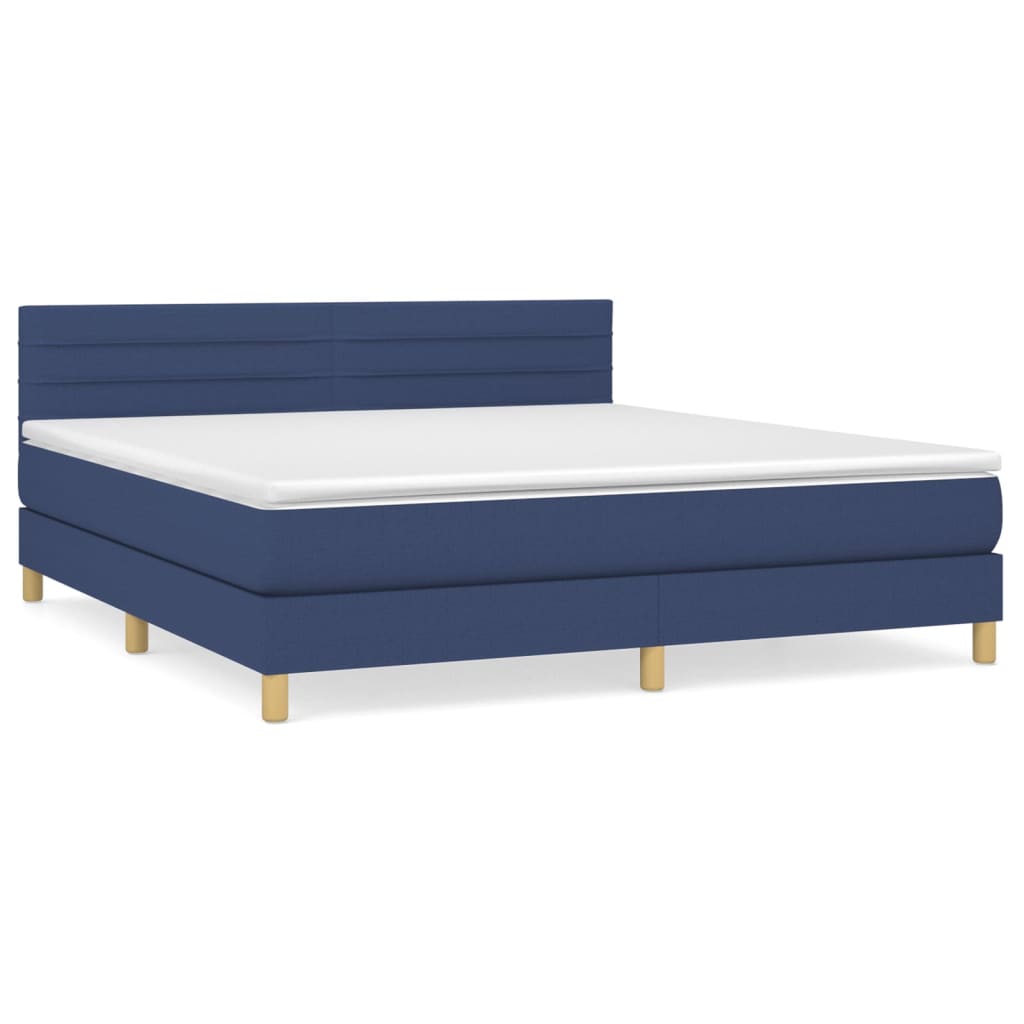 Sommier à lattes de lit avec matelas Bleu 160x200 cm Tissu - XIOS