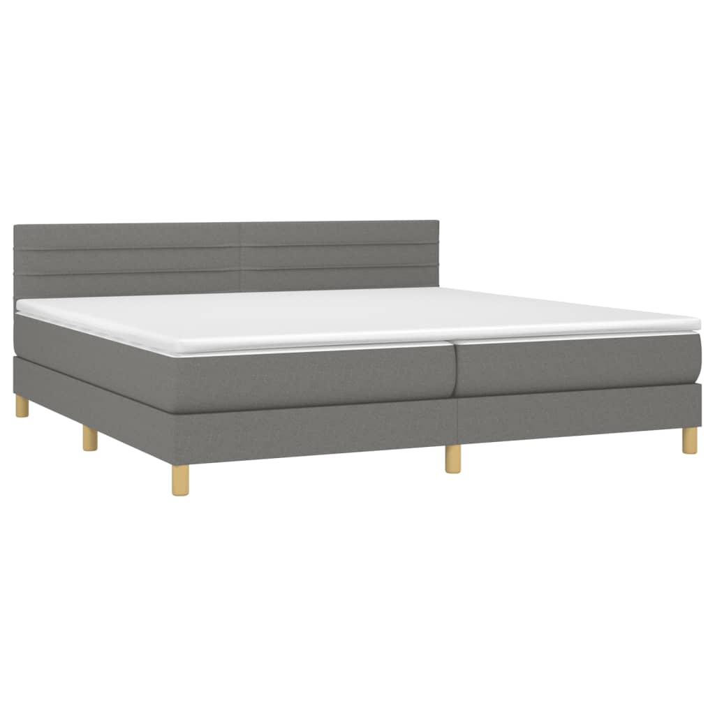 Sommier à lattes de lit avec matelas Gris foncé 200x200cm Tissu - XIOS