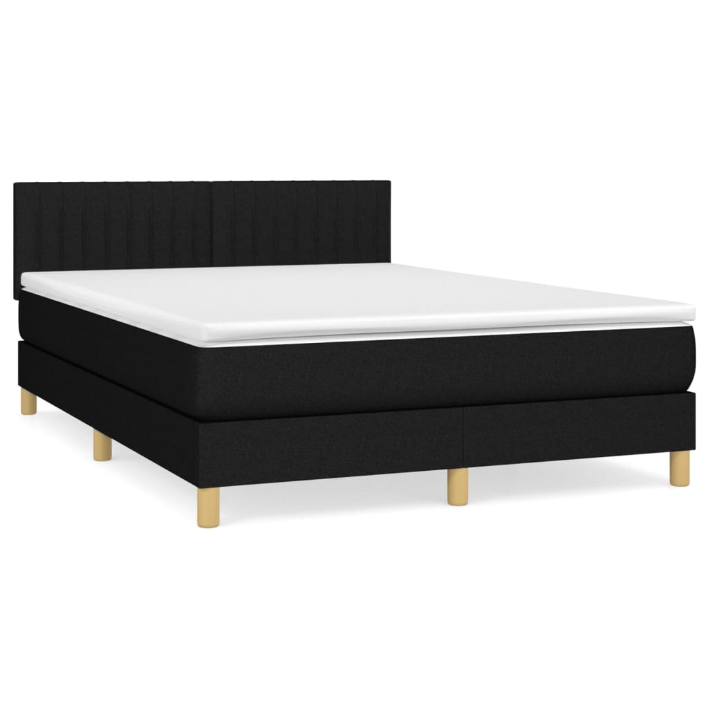 Sommier à lattes de lit avec matelas Noir 140x190 cm Tissu - XIOS