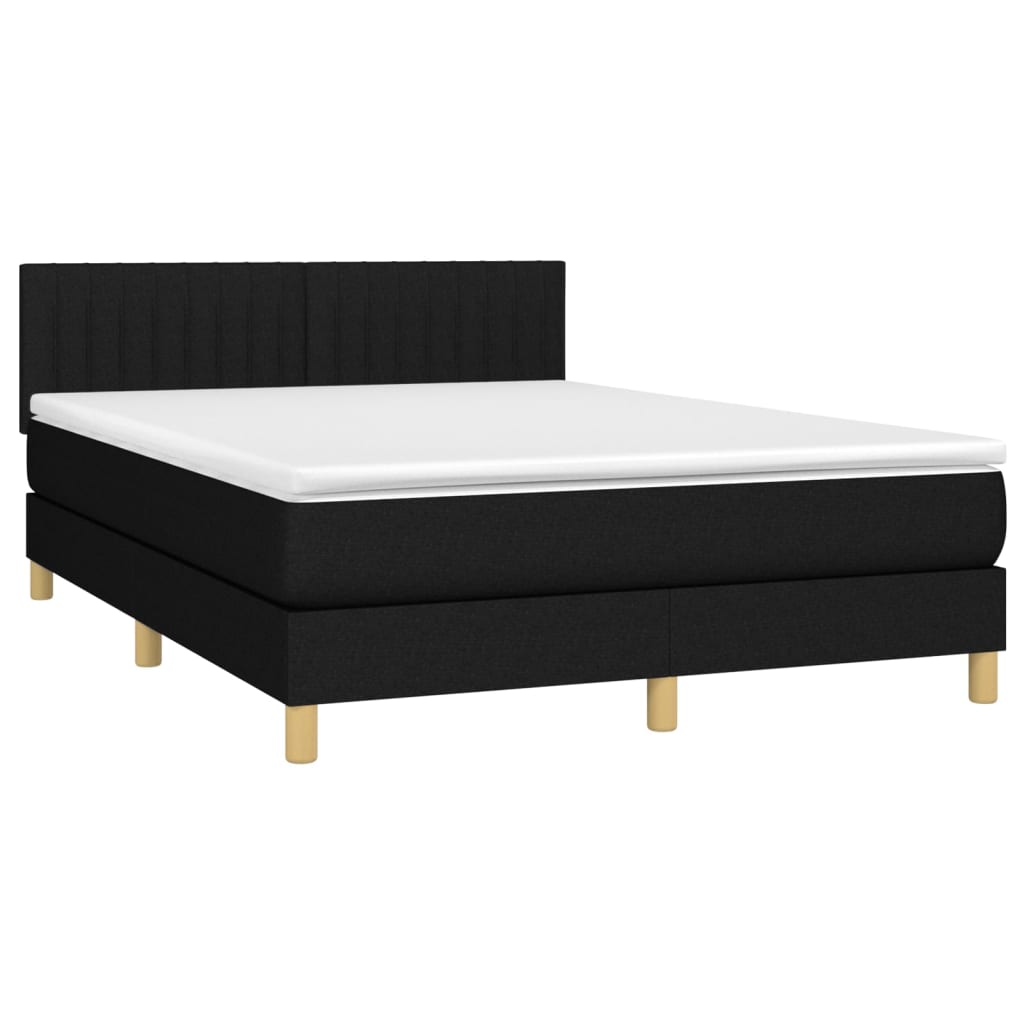 Sommier à lattes de lit avec matelas Noir 140x190 cm Tissu - XIOS