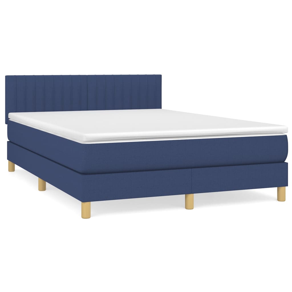 Sommier à lattes de lit avec matelas Bleu 140x190 cm Tissu - XIOS