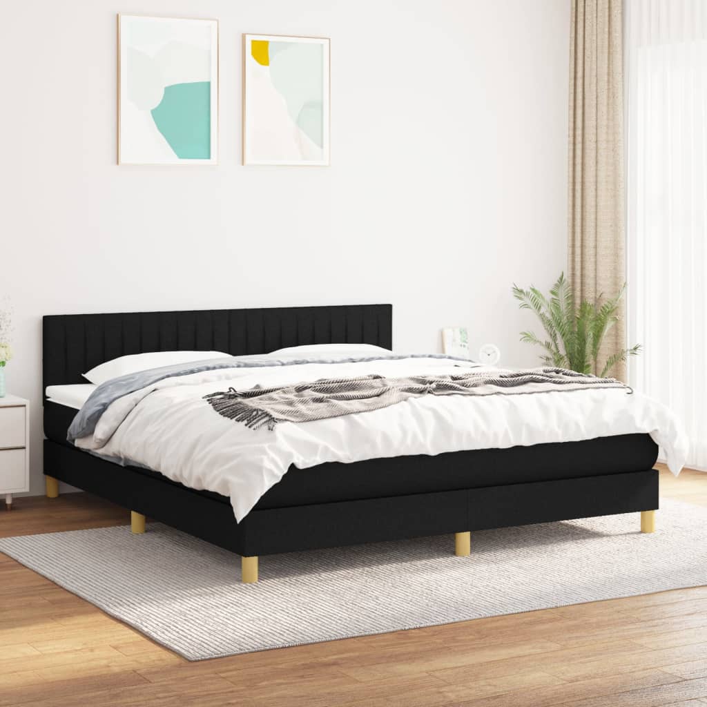 Sommier à lattes de lit avec matelas Noir 160x200 cm Tissu - XIOS
