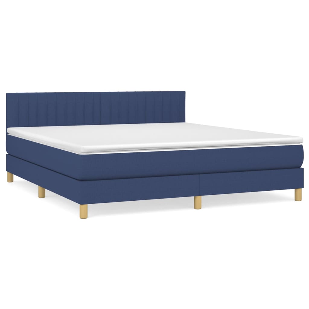 Sommier à lattes de lit avec matelas Bleu 160x200 cm Tissu - XIOS