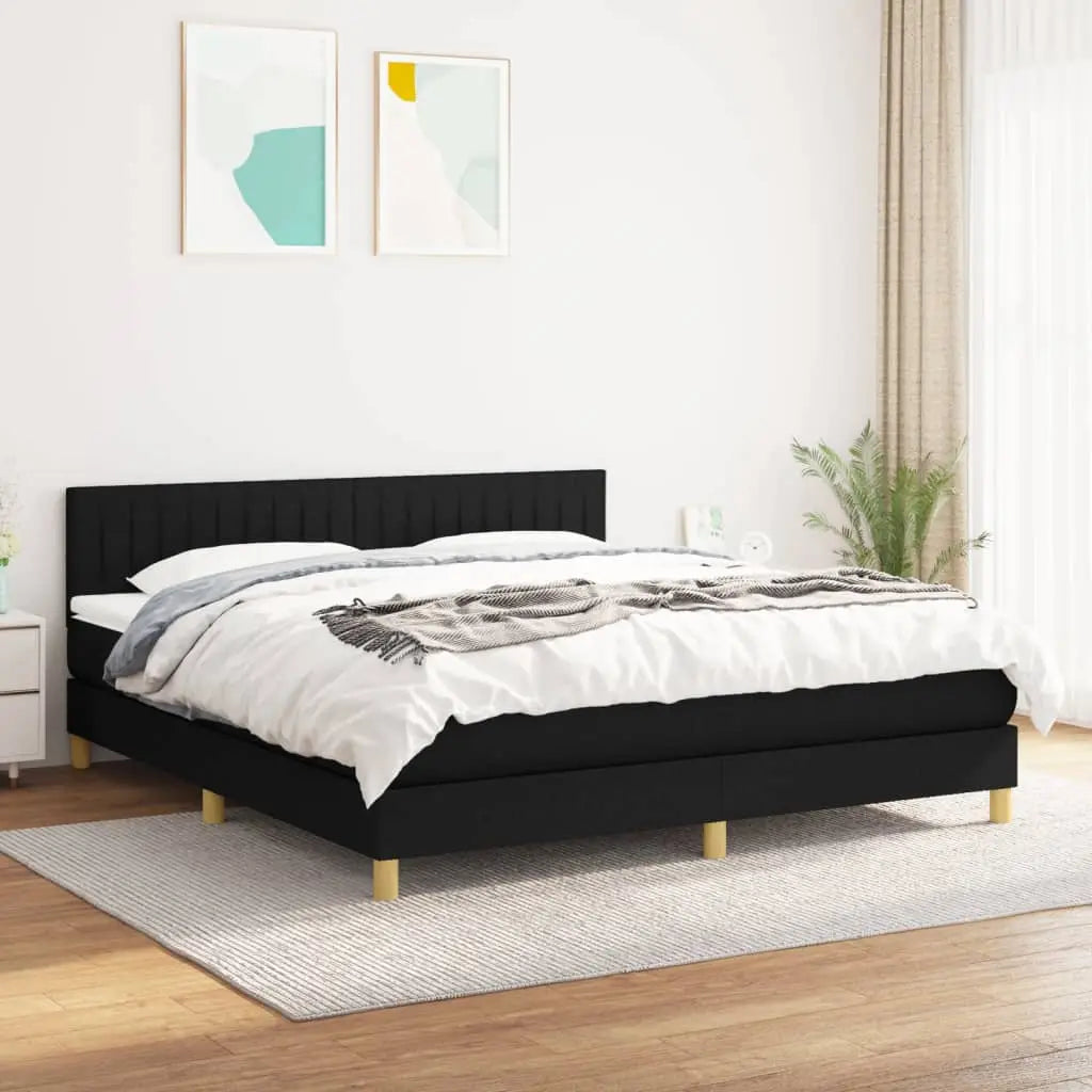 Sommier à lattes de lit avec matelas Noir 180x200 cm Tissu - XIOS