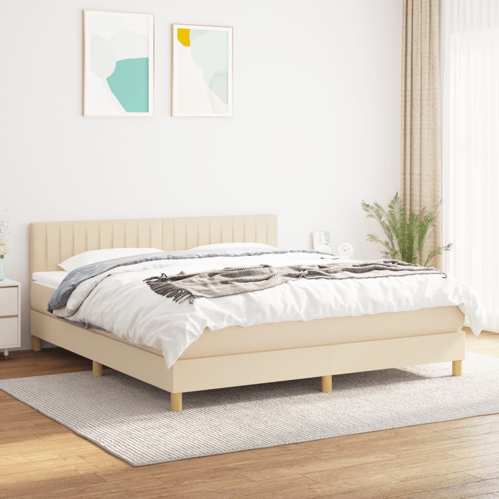 Sommier à lattes de lit avec matelas Crème 180x200 cm Tissu - XIOS