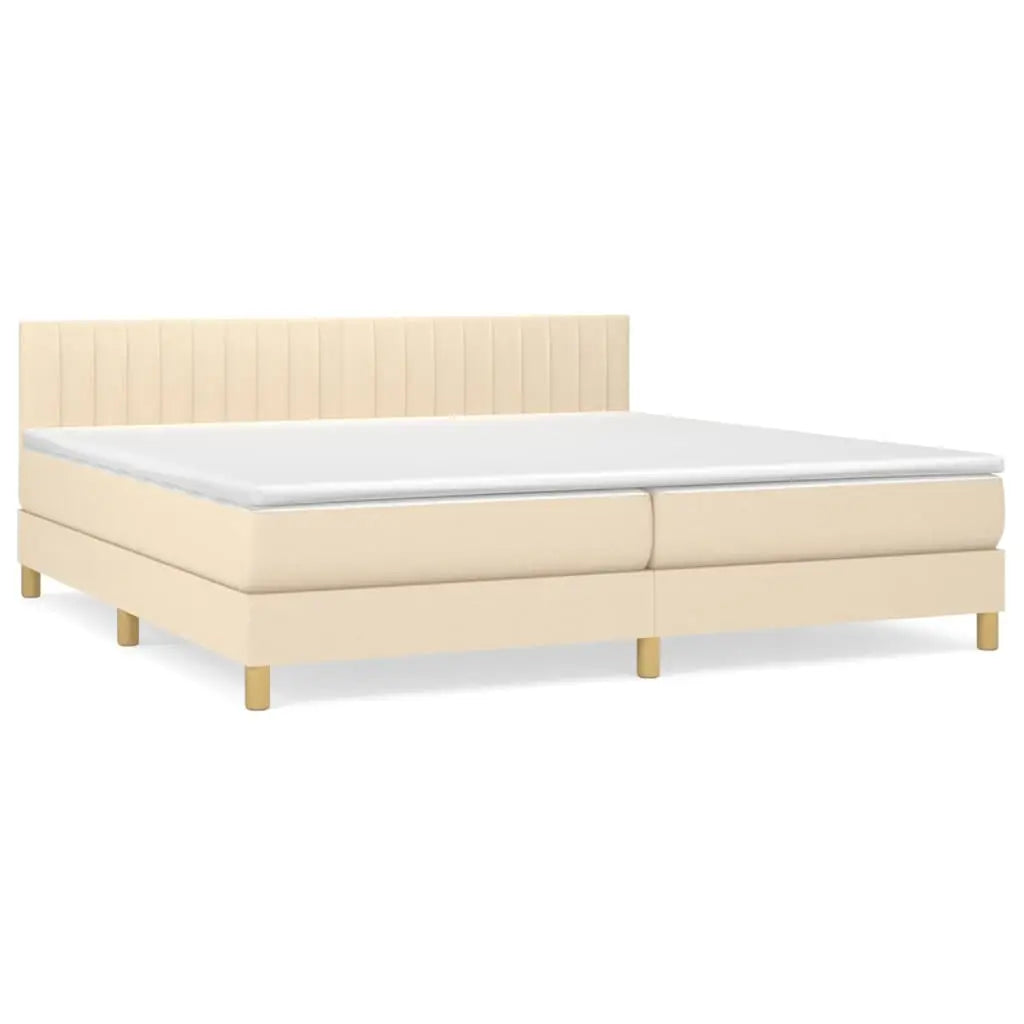 Sommier à lattes de lit avec matelas Crème 200x200 cm Tissu - XIOS