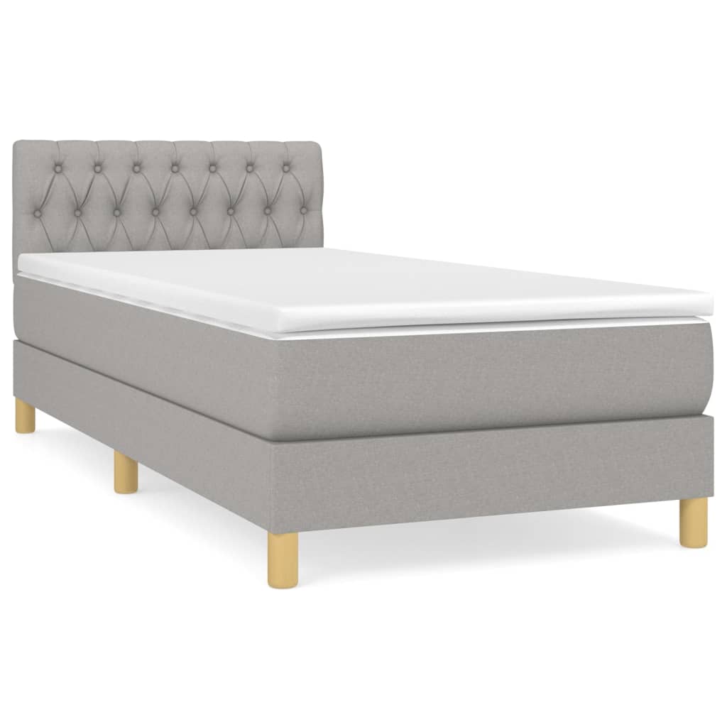 Sommier à lattes de lit et matelas Gris clair 90x190 cm Tissu - XIOS