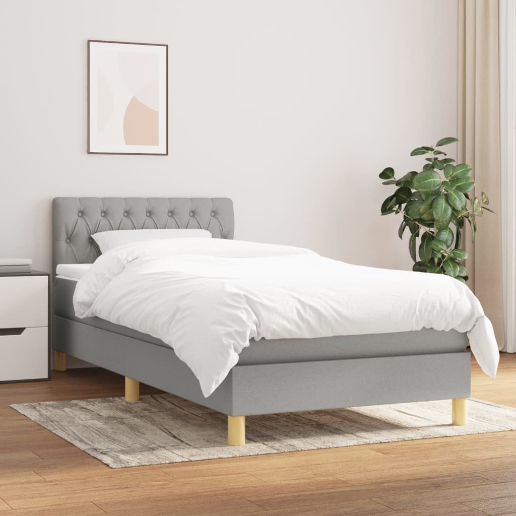 Sommier à lattes de lit et matelas Gris clair 90x190 cm Tissu - XIOS
