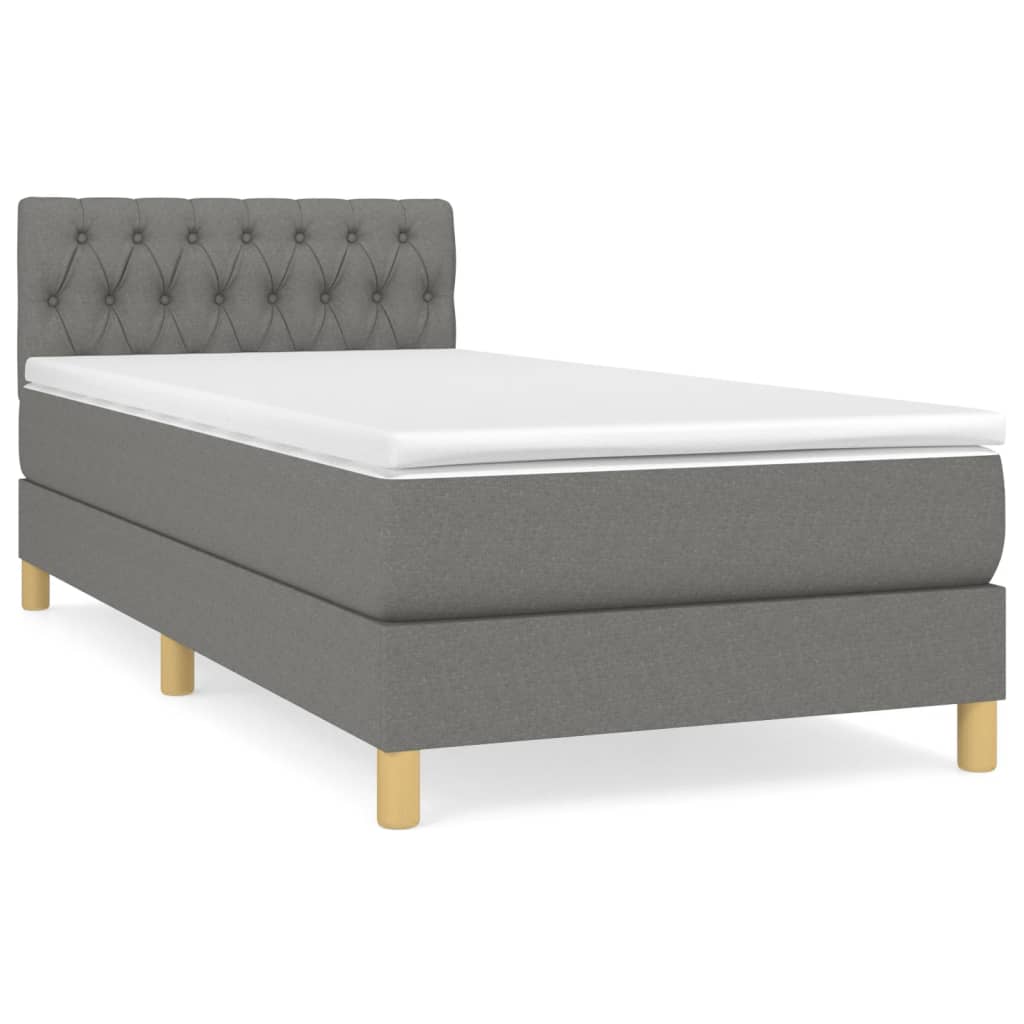 Sommier à lattes de lit et matelas Gris foncé 90x190 cm Tissu - XIOS