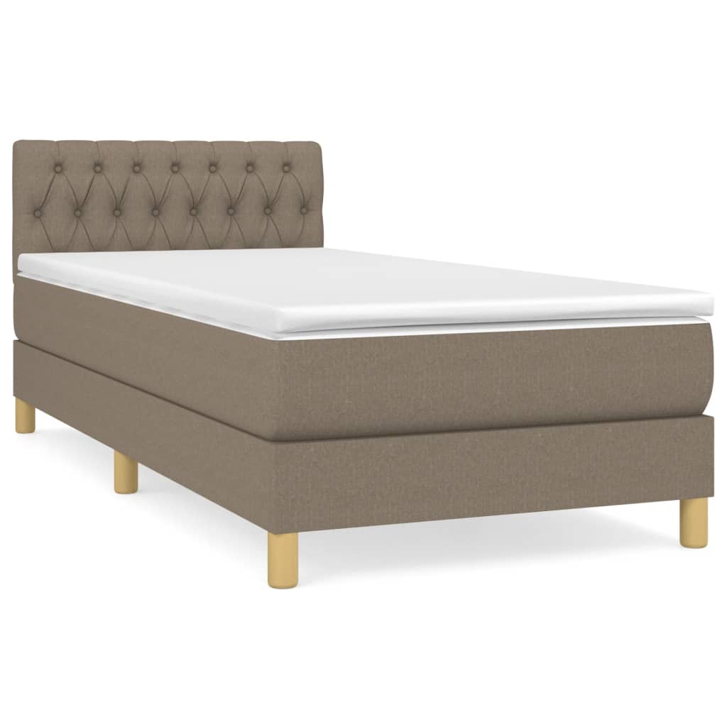 Sommier à lattes de lit avec matelas Taupe 90x190 cm Tissu - XIOS