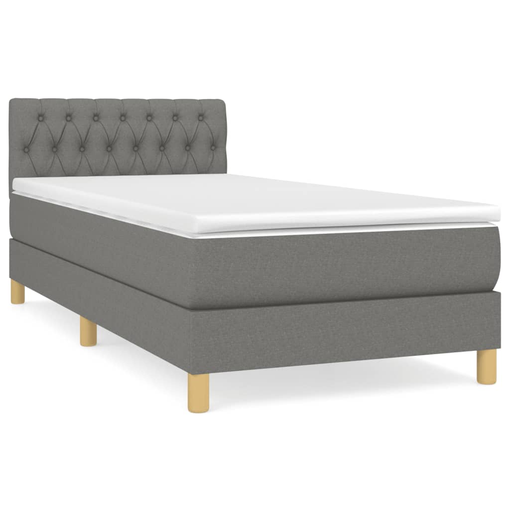Sommier à lattes de lit avec matelas Gris foncé 90x200 cm Tissu - XIOS