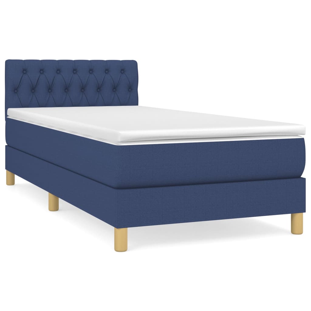 Sommier à lattes de lit avec matelas Bleu 100x200 cm Tissu - XIOS