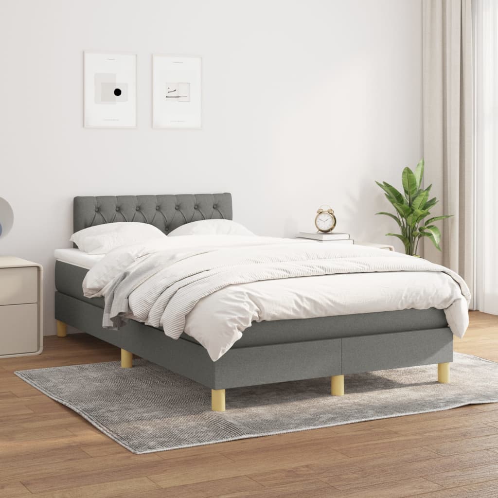 Sommier à lattes de lit avec matelas Gris foncé 120x200cm Tissu - XIOS
