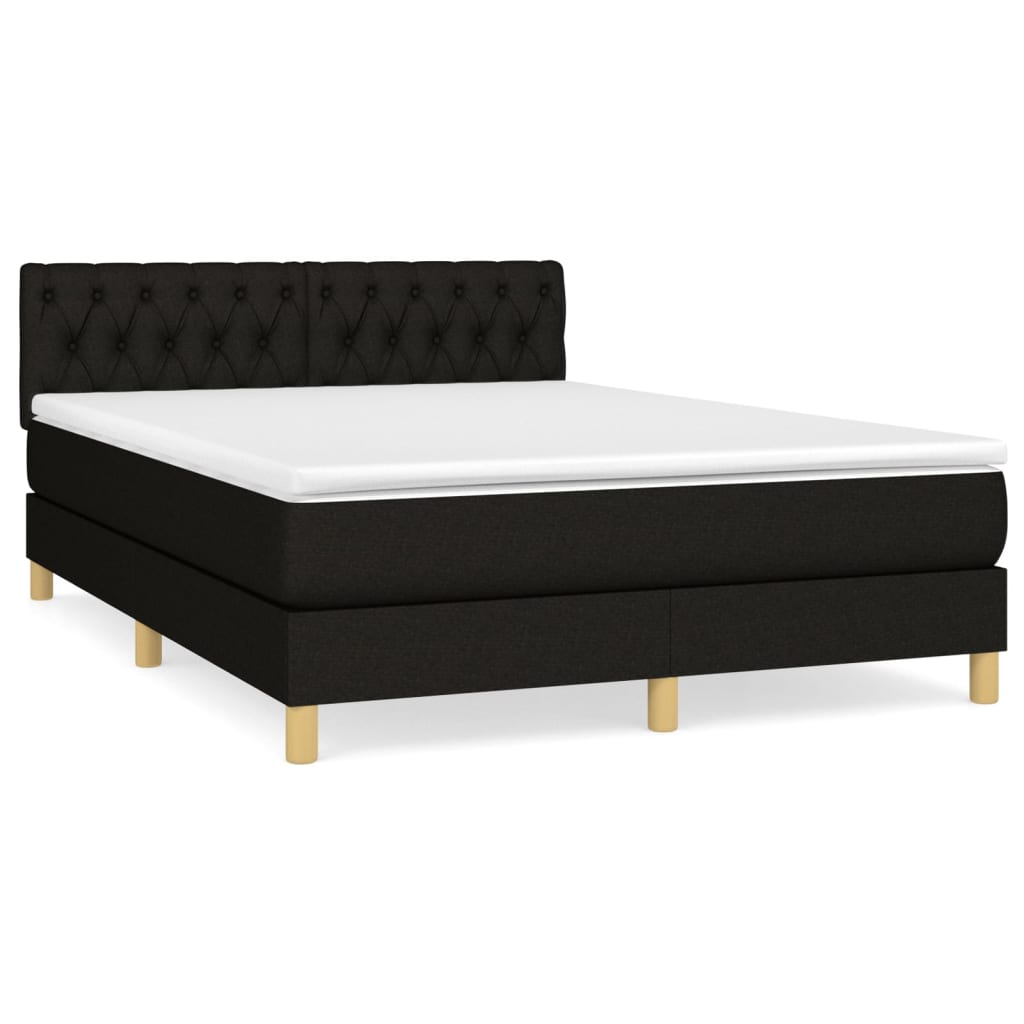 Sommier à lattes de lit avec matelas Noir 140x190 cm Tissu - XIOS